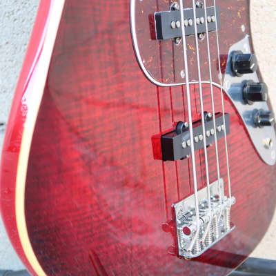 AIO JB4 4 String Jazz Bass - Red Burst w/gig bag image 5