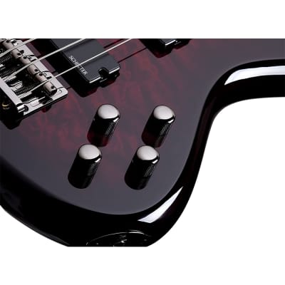 Schecter Stiletto Extreme-4 Bass Guitar (4 String, Black Cherry) Bundle with Ultimate Support Pro Guitar Stand, Guitar Strap and Classic Guitar Pick (10-Pack) image 5