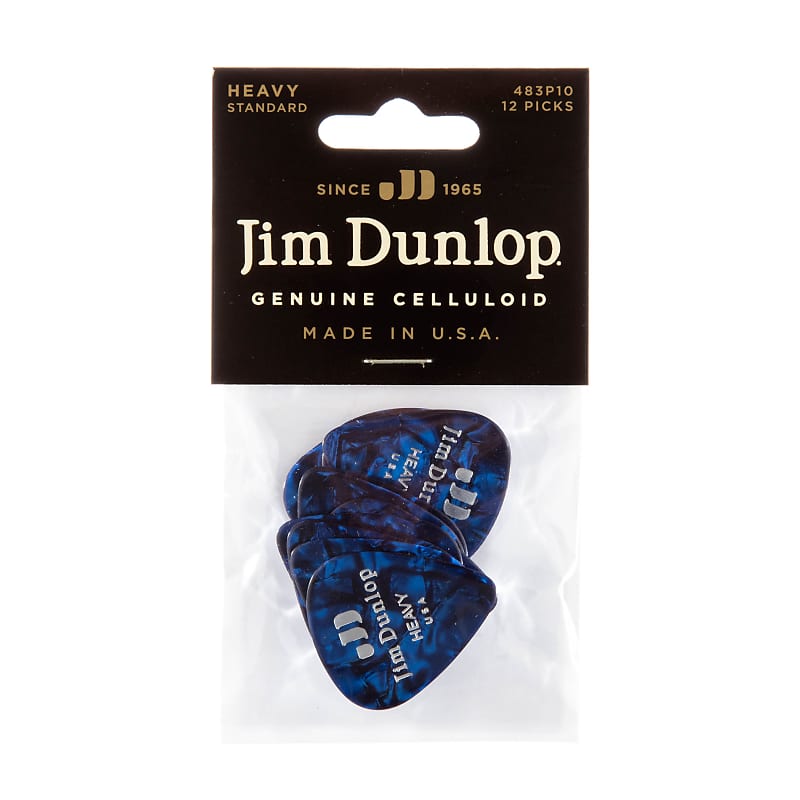Dunlop - 12 Pack Of Heavy Celluloid Guitar Pick Blue Pearloid! 483P10HV *Make An Offer!* image 1