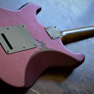 American Fender Custom Stratocaster Relic Nitro Faded Pink Sparkle image 17
