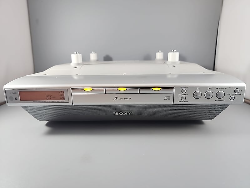 Sony ICF-CDK70 Under Cabinet Kitchen 3 CD Player Clock Radio No Remote Tested  			