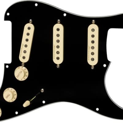 Fender Pre-Wired Strat Pickguard, Vintage Noiseless SSS, Black 11 Hole PG image 2
