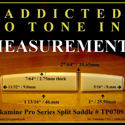 Takamine Pro Series SPLIT SADDLE / Genuine OEM Part / uncut BONE / # TP0709AE image 3