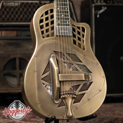 National Style 1 Tricone Resonator, Slimline Pickup - Antique Brass with Hardshell Case for sale