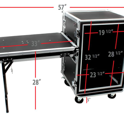 OSP SC16U-20SL 16 Space ATA Amp Rack w/Casters and Attached Utility Table image 6