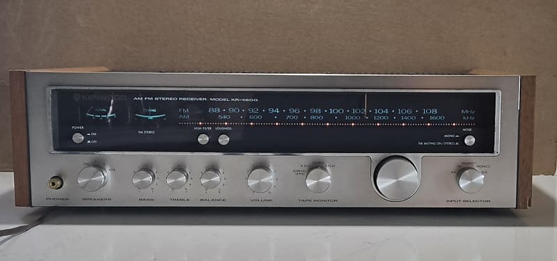Kenwood KR-4600 1976-1978 - Nickel face, wood sides and grey top  			