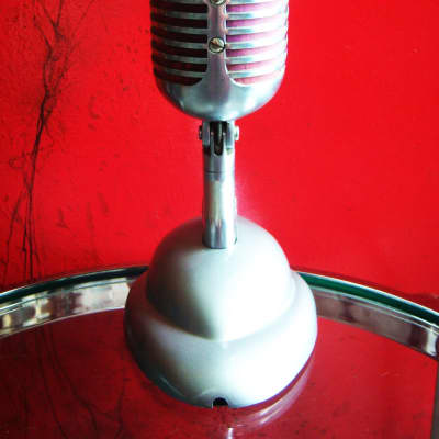 Vinatge 1940's Shure 55 dynamic microphone satin chrome w S-36 desk stand Elvis # 9 image 9