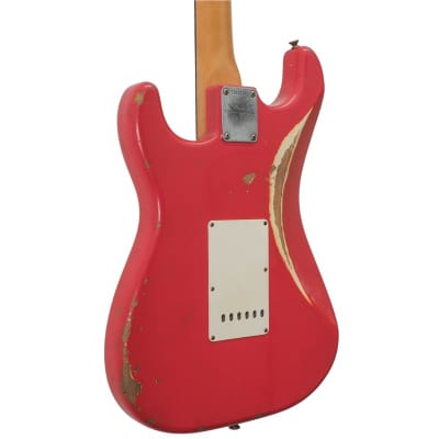 Fender Custom Shop Masterbuilt Levi Perry 1960 Stratocaster Relic, Aged Fiesta Red Over Aged Vintage White image 6