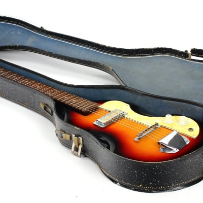 4.6 Pounds! 1960s Sekova Japan Beatles Violin Shaped 6-String Teisco Guitar - Gold Foil Pickup! GREAT PLAYER! image 4