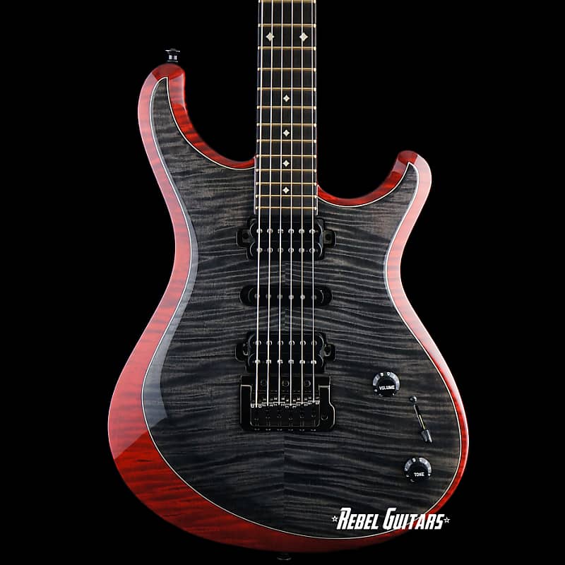 Preowned Knaggs Guitars Tier 1 Severn X HSH in Onyx / Indian Red with  matching Flame Maple Neck