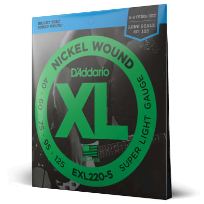 D'Addario EXL220-5 Nickel Wound 5-String Bass Strings Long Scale 40-125 image 4