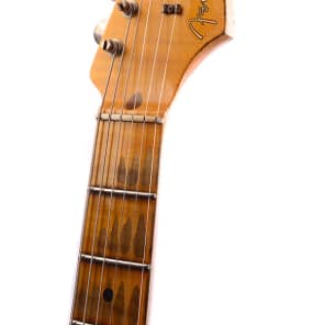 Fender Custom Shop LTD 1957 Stratocaster Heavy Relic Olympic White Over Pink Paisley image 11