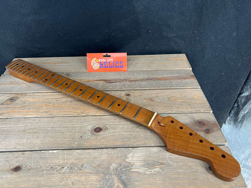 Real Life Relics Curly Flame Maple Strat® Style Neck Roasted | Reverb