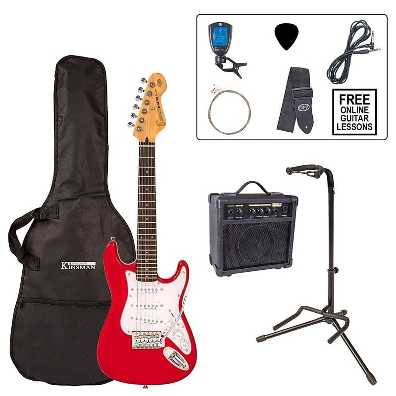 Encore EBP-E375RD 3/4 Size Electric Guitar Pack Gloss Red image 1