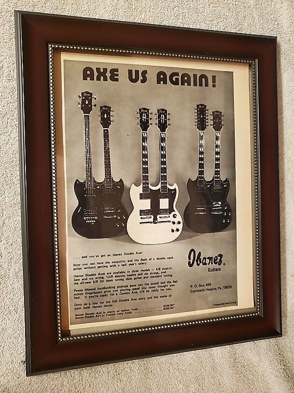 1974 Ibanez Guitars Promotional Ad Framed Ibanez Double Necks | Reverb