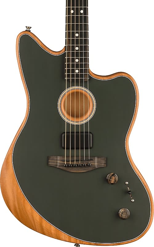 Fender American Acoustasonic Jazzmaster Acoustic Electric Guitar. Tungsten, Ebony Fingerboard image 1