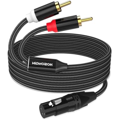 Premium Dual 1/4 Inch To Dual RCA Audio Cable (6FT) - Male 6.35mm 1/4  Phono Mono to RCA Connector Wire Cord Plug Jack