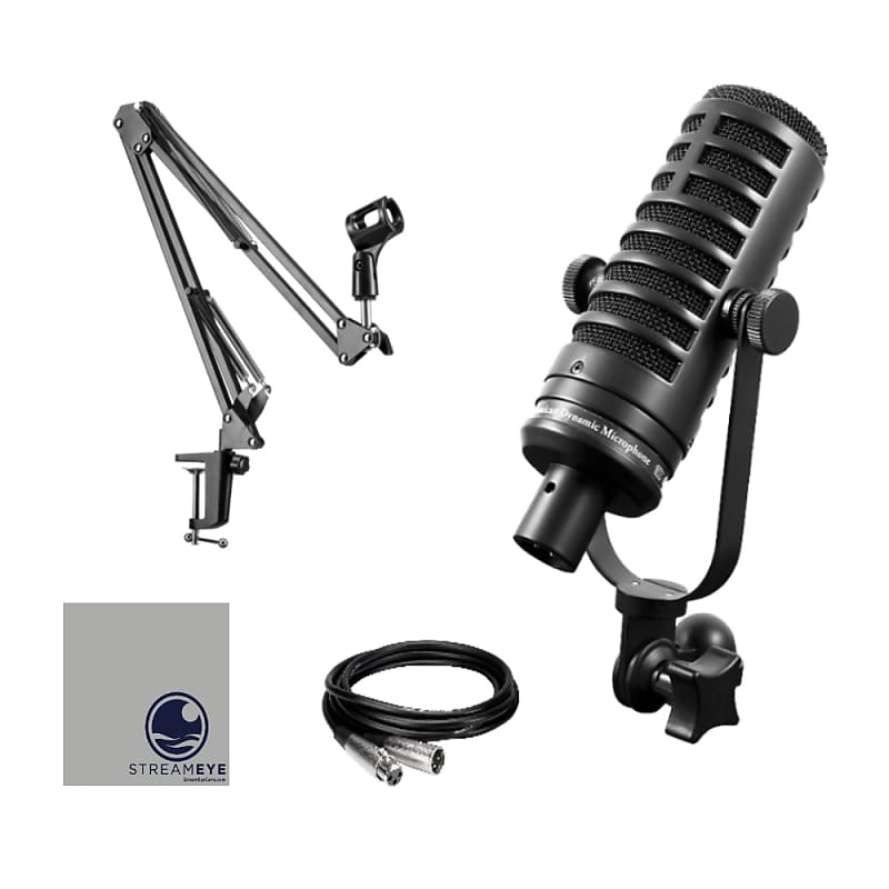 Rode PodMic Dynamic Podcast Microphone with StreamEye BOOMARM Mic Arm, XLR  Cable and StreamEye Polishing Cloth