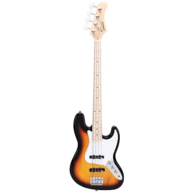 Glarry GJazz Ⅱ Upgrade Electric Bass Guitar with Wilkinson Pickup, Warwick Bass Strings, Bone Nut 2020s Sunset Color image 3