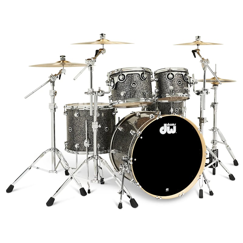 DW DWe Electronic Acoustic Drum Set Kit 10/12/16/22" with 14" Matching Snare, Hardware Pack, & Cymbal Pack in Black Galaxy Sparkle (In Stock) image 1