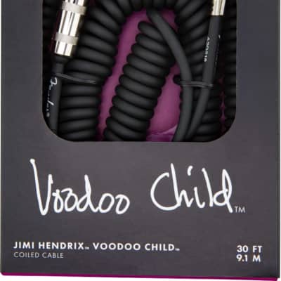 Jimi Hendrix Voodoo Child 30 Foot Black Coiled Instrument Jack Guitar Cable image 1