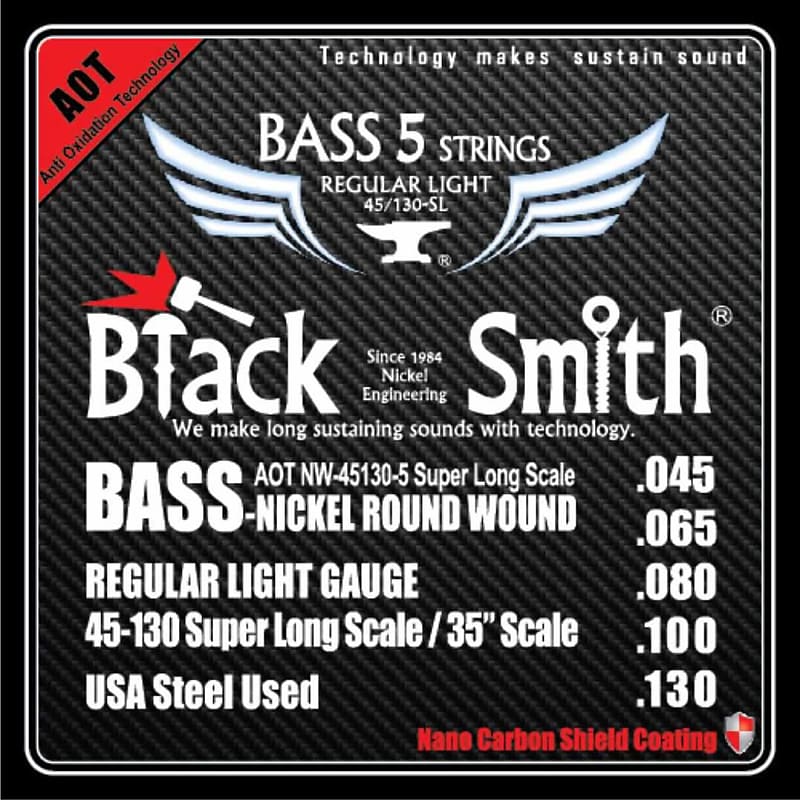 Blacksmith Nano Carbon Coated Bass Guitar 5 String Set - Regular Light image 1