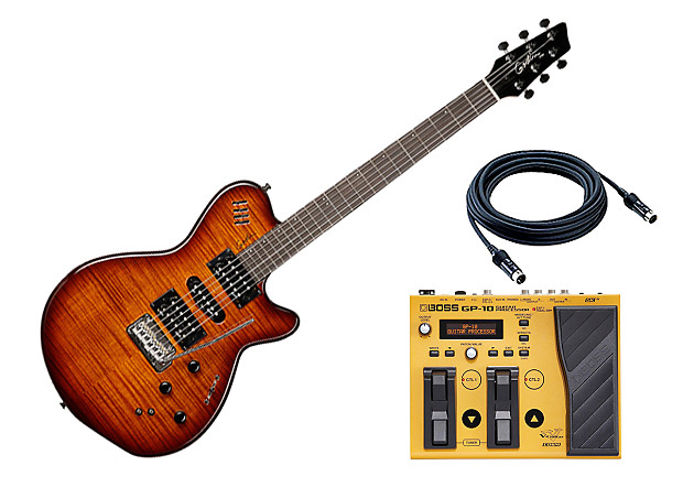Godin Guitars xtSA Synth Access 3 Voice Electric Guitar - Lightburst HG  w/Boss GP-10S Pedal