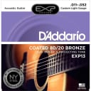 D'addario EXP13 Coated 80/20 Bronze, Custom Light, 11-52 Acoustic Strings