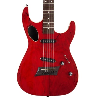 Michael Kelly Hybrid 60 Port Semi-Hollow Electric Guitar (Transparent Red)