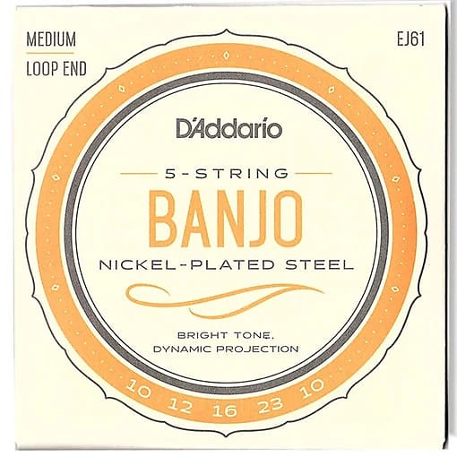 D'addario EJ61 Nickel Plated Steel Banjo Strings Medium Gauge image 1