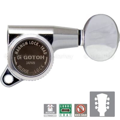 NEW Gotoh SG381-05 MGT MAGNUM LOCKING TRAD OVAL SM Buttons Keys Set 3x3 - CHROME