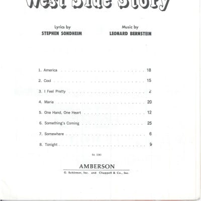 Vocal Selections from "West Side Story" 1957 image 2