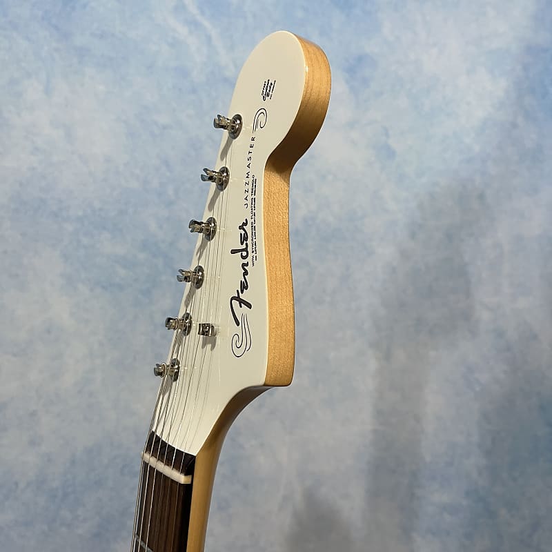 2023 Fender Japan Traditional II 60s Jazzmaster MIJ - Limited Competition  Olympic White with Blue Stripe and matching headstock