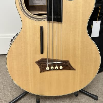 Warwick Alien Rockbass Deluxe Hybrid Thinline 4 String Fretless Acoustic Electric Bass - Natural image 2