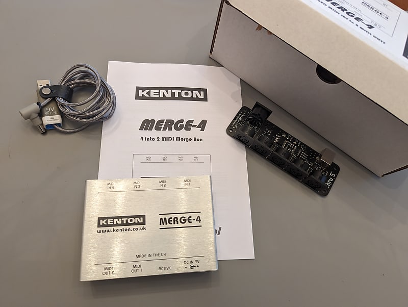 Kenton Merge4 with Ripcord USB Power and MIDI Splitter Reverb