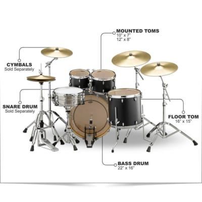 Yamaha Tour Custom Maple 4-Piece Shell Pack With 22" Bass Drum in Licorice Satin image 2