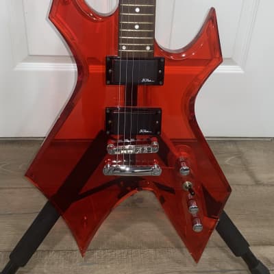 1999 BC Rich Ice Acrylic Warlock Guitar See Thru Red Lucite w OHSC image 3