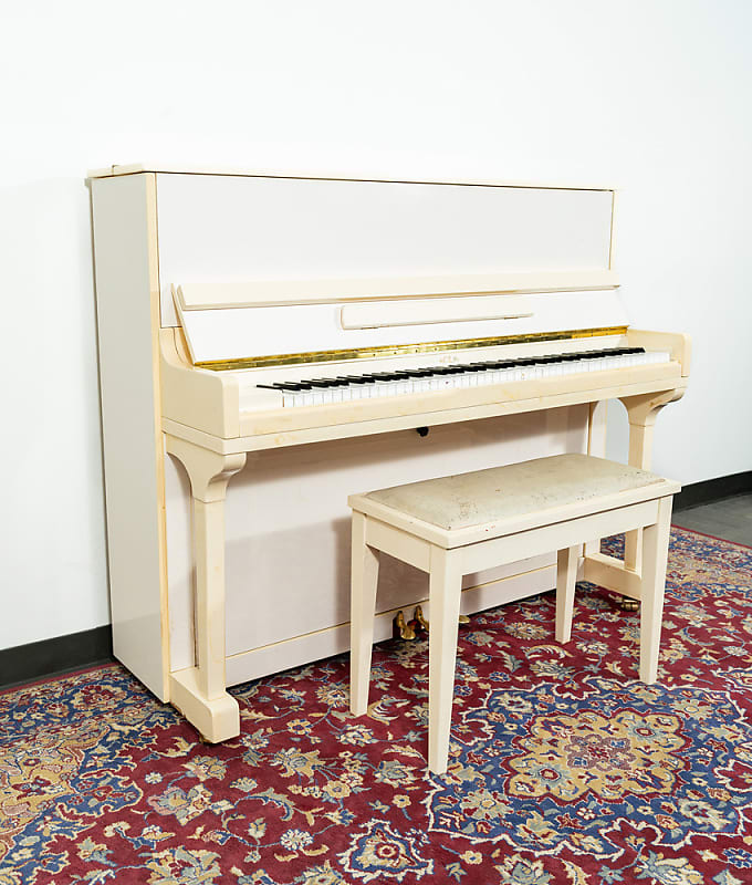 Carl Ebel Studio Upright Piano | Polished White/Ivory | SN: 45194 image 1