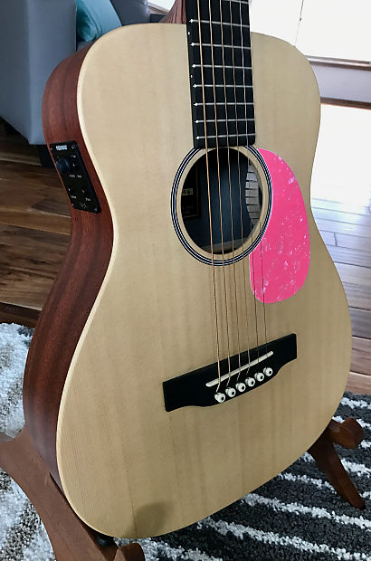 Martin LX1E Little Martin Acoustic Electric Guitar Solid Spruce Top Fishman Custom Pink Pickguard
