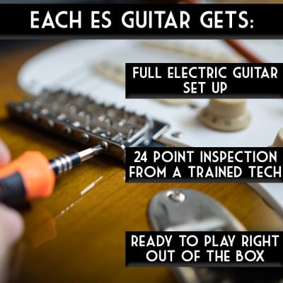 Sawtooth Left-Handed Sunburst ES Series Electric Guitar w/ Vanilla Cream Pickguard - Includes: Accessories, Amp & Gig Bag image 6