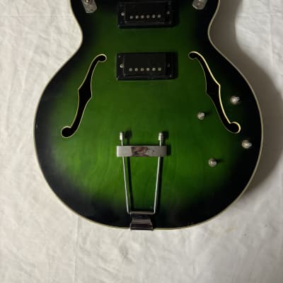 Aria Encore Matsomoku Hollow Body Electric Guitar Body Bigsby W/ Plate 1960s 1970s Green Fade image 1