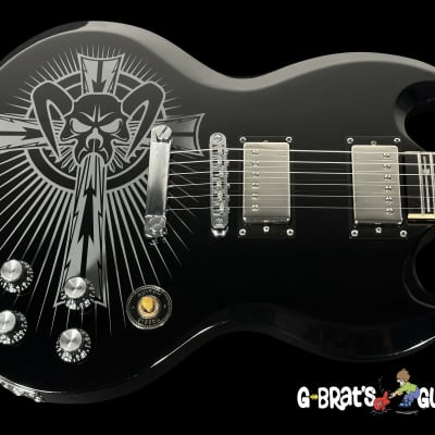 2022 Texas Toast Custom SG Angus Young - Tony Iommi Hybrid - Painted by Mike Learn ~ Ebony with Cross Graphic for sale