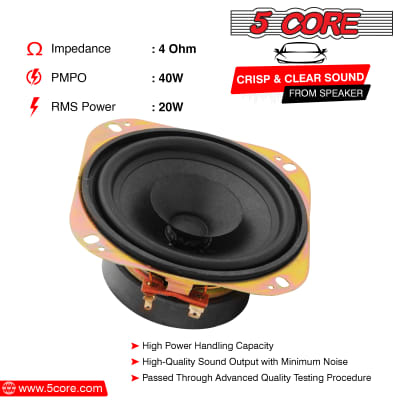 5 Core 4 Inch Car Speaker PAIR 40W Peak Power 4 Ohm 0.81 CCAW Copper Voice Coil Premium High Performance Raw Replacement Speakers  WF472DC 1 Pair image 3
