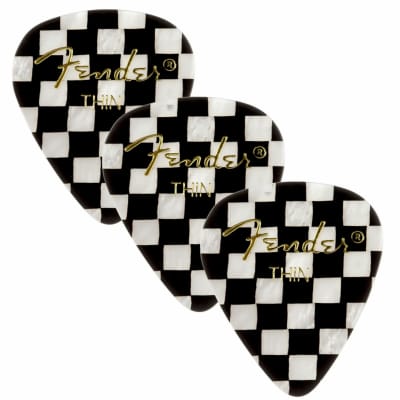 Fender 351 Shape Graphic Celluloid Guitar Picks, Thin, Checkerboard, 12-Pack image 2