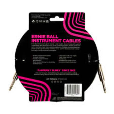 Ernie Ball PO6395 18" Braided Straight-Straight Instrument Cable Purple/Black - Purple & Black image 2