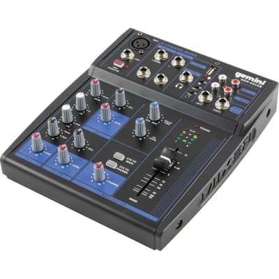 Gemini Sound GEM-05USB - 5-Channel Bluetooth Audio Mixer, USB Playback, Compact DJ Mixer Console with Phantom Power, 2-Band EQ, and FX Control image 5