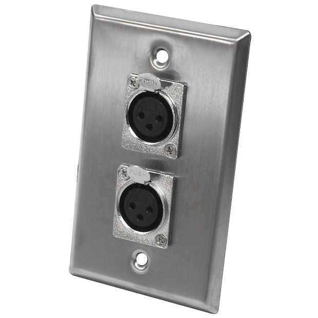 Seismic Audio SA-PLATE2 Stainless Steel Wall Plate w/ Dual XLR Female Connectors image 1