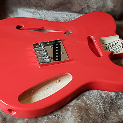 Beautiful Thin line body in Fiesta Red . Made to fit a Tele neck- 3.4 lbs. image 1