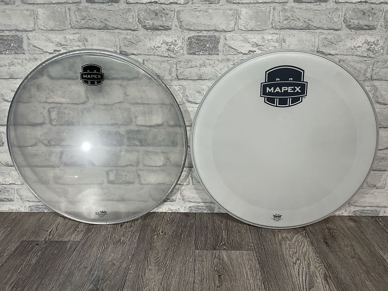 Mapex Bass Drum Heads Skins Set Of 2 20” / Unused Reverb