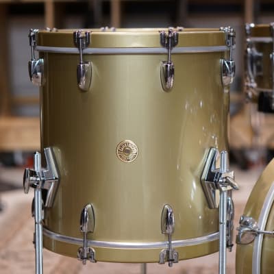 Gretsch 18/12/14/5.5x14" USA Custom Drum Set - Gold Mist with wood hoops image 2
